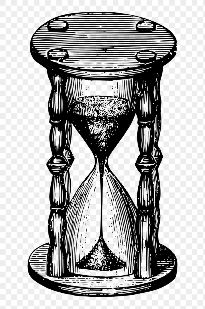 ink,rawpixel,png,vintage,public domain,art,vintage illustrations,free,black and white,time,drawing,clock,hourglass