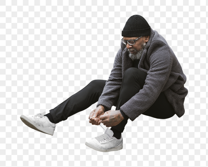 design,rawpixel,png,sticker,black,people,collage element,glasses,african american,man,shoes,gray,graphic