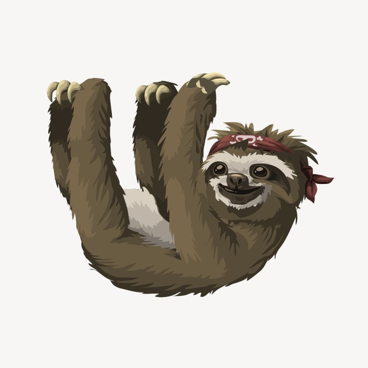 public domain,illustrations,vector,free,brown,animal,colour,cartoon,graphic,design,colorful,sloth,rawpixel