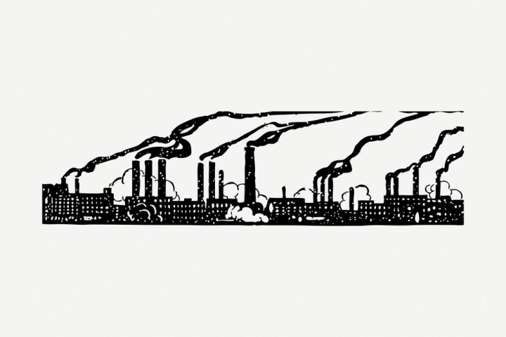 Smokestack on white background. Illustration of air pollution caused by  black fume from factory and plant pipe, tube, trunk. Coal station. Colored  hand drawn vector sketch Stock Vector | Adobe Stock