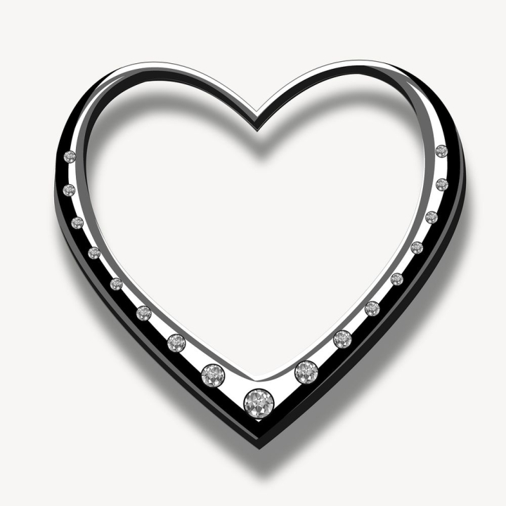 frame,sticker,heart,public domain,illustrations,valentine's day,diamond,free,silver,text space,valentines,colour,rawpixel