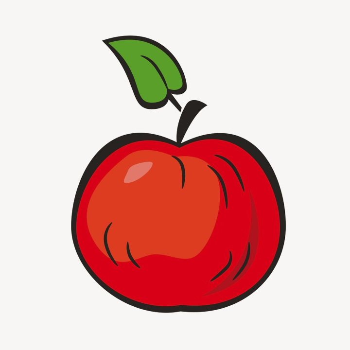sticker,leaf,public domain,green,illustrations,fruit,line art,red,food,apple,free,doodle,rawpixel