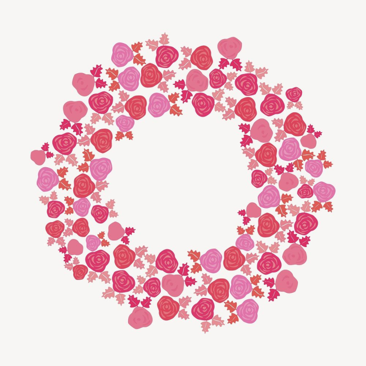 frame,plant,flowers,public domain,shape,nature,rose,floral,circle,illustrations,free,spring,rawpixel