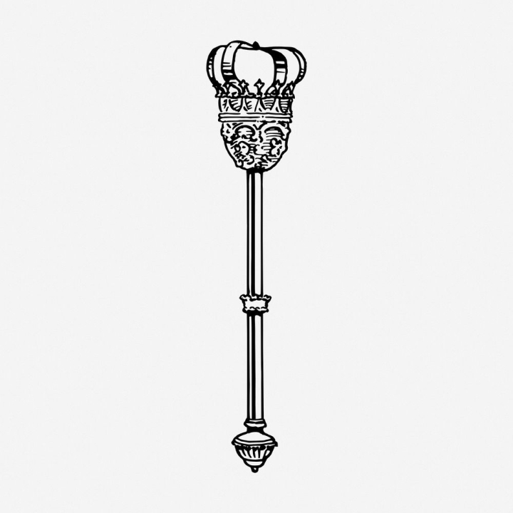 Free Scepter drawing, vintage medieval royal Free Photo rawpixel