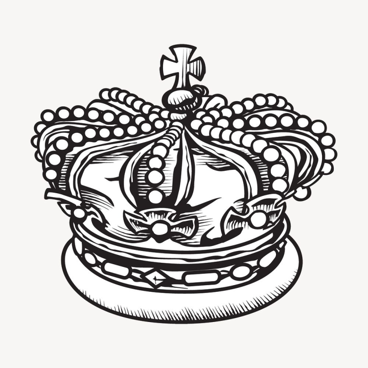 sticker,public domain,black,illustrations,crown,line art,collage element,pencil,white,free,black and white,drawing,rawpixel