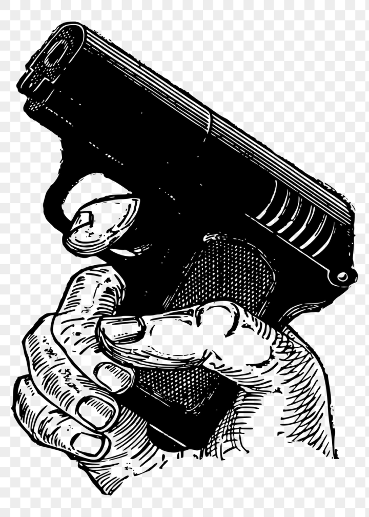 drawing,rawpixel,png,vintage,public domain,hand,black,illustrations,collage element,pencil,gun,free,black and white