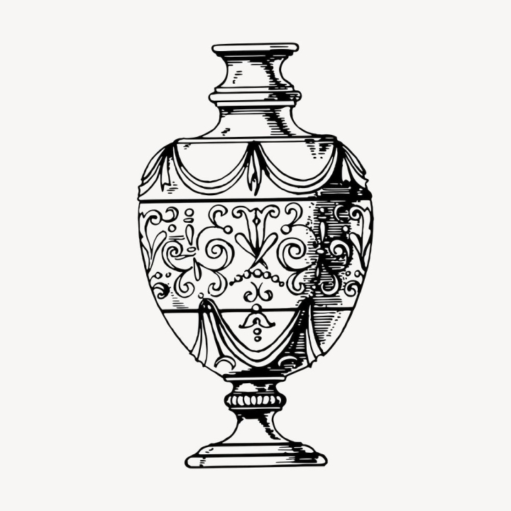 urn clipart black and white apple