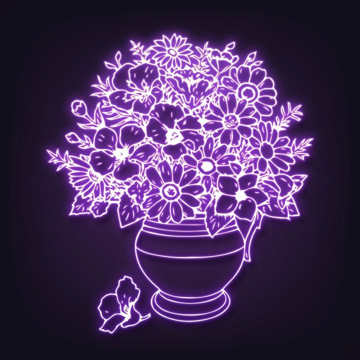 flowers,aesthetic,sticker,light,vintage,public domain,journal sticker,purple,black,floral,neon,botanical,rawpixel
