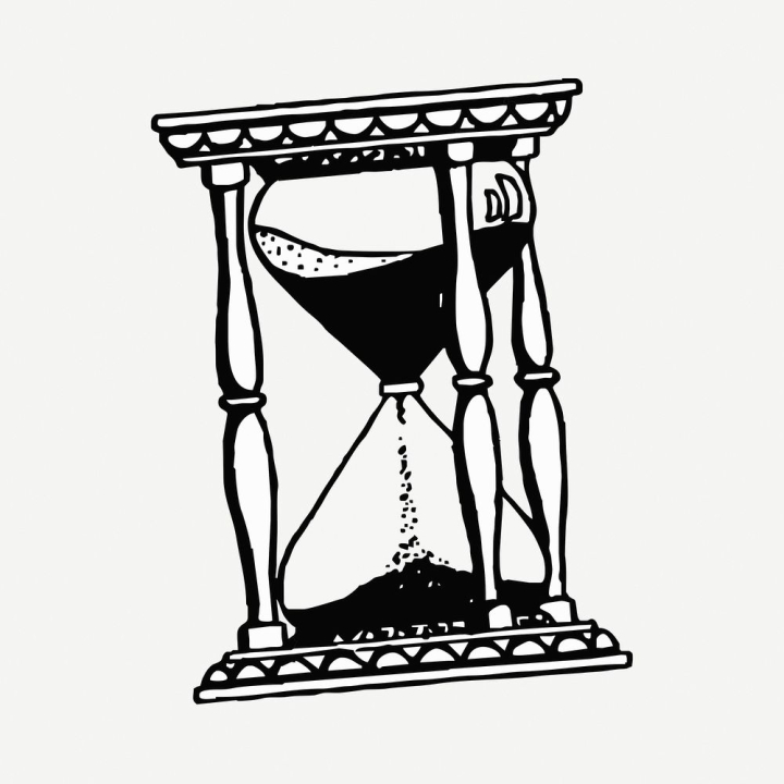 sticker,vintage,public domain,illustrations,collage element,free,black and white,time,drawing,sand,hourglass,graphic,rawpixel