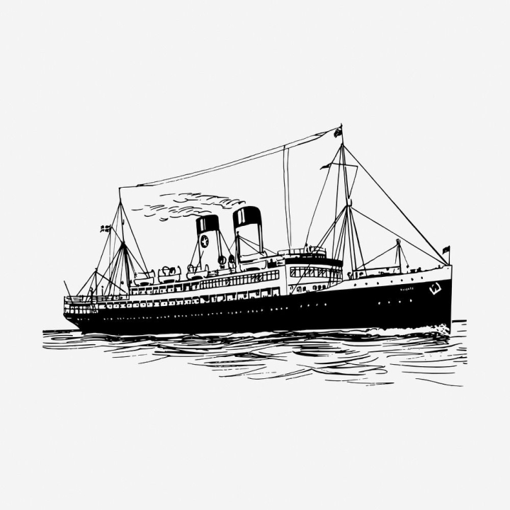 vintage,public domain,illustrations,free,black and white,boat,travel,drawing,graphic,design,ship,hand drawn,rawpixel