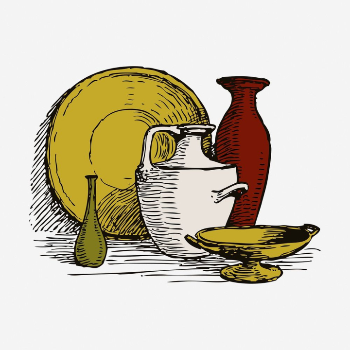 vintage,public domain,illustrations,red,yellow,free,color,drawing,home decor,graphic,design,pottery,rawpixel