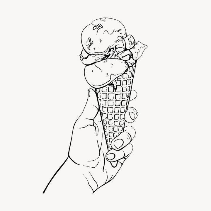 public domain,hand,black,illustrations,line art,summer,pencil,food,free,ice cream,black and white,drawing,rawpixel