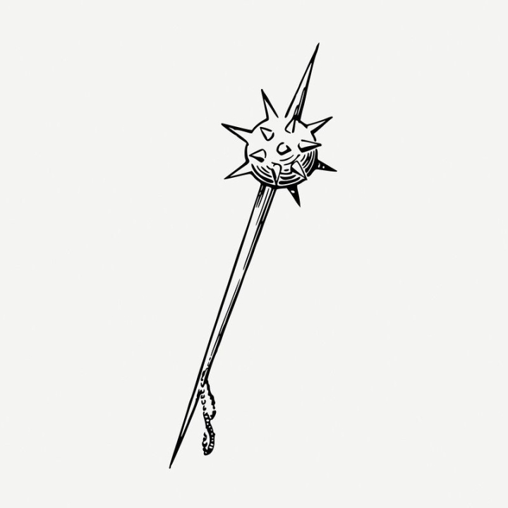 Mace drawing, medieval weapon illustration Free PSD rawpixel PSD