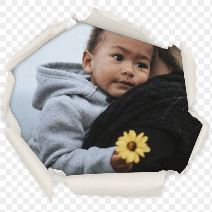 collage element,rawpixel,face,torn paper,flower,png,sticker,public domain,shape,kid,black,family,baby