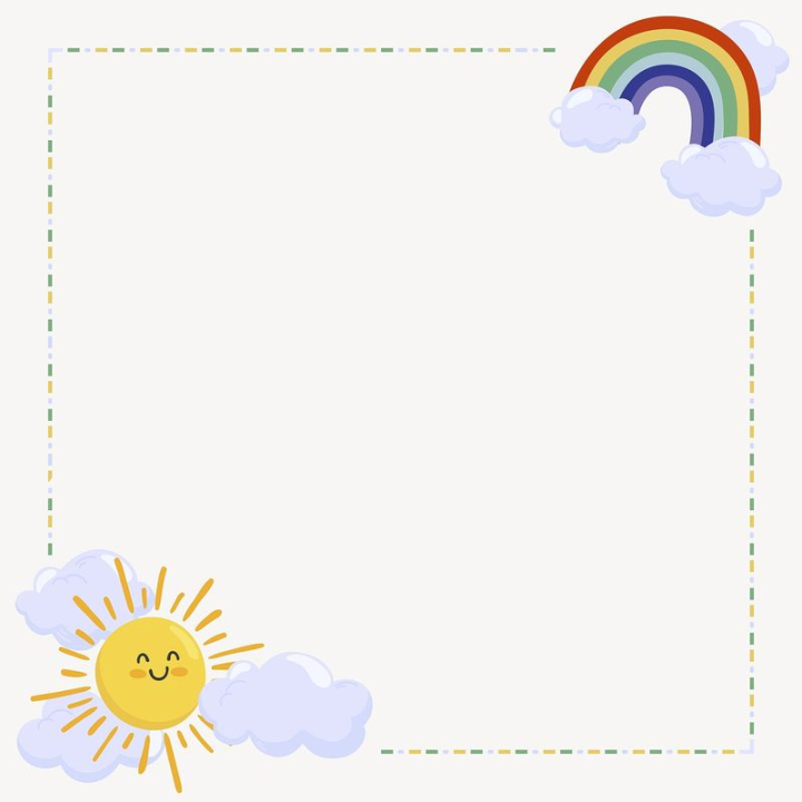 background,frame,sun,rainbow,illustration,sky,cute,summer,beige,doodles,weather,colour,rawpixel
