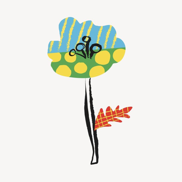flower,sticker,blue,green,floral,botanical,illustration,cute,collage element,vector,spring,doodle,rawpixel