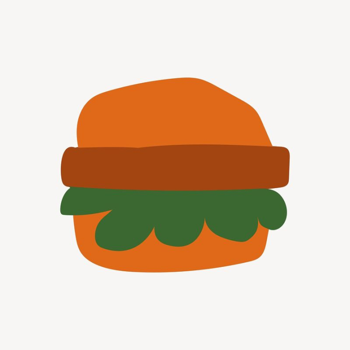 sticker,hamburger,green,illustration,orange,cute,collage element,food,vector,color,drawing,graphic,rawpixel