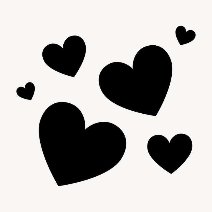 sticker,heart,shape,black,illustration,cute,collage element,geometric,black and white,like,valentine's,love,rawpixel