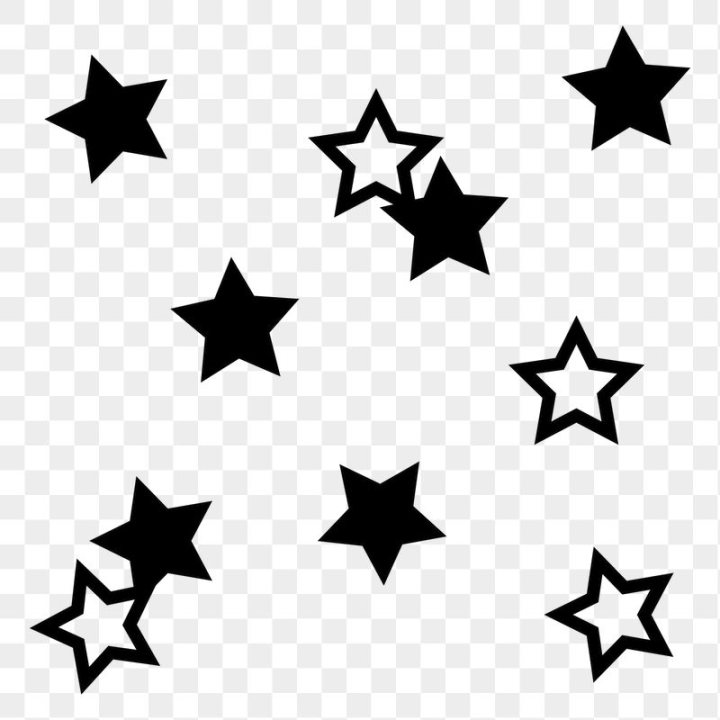 Free: Black stars png sticker, flat