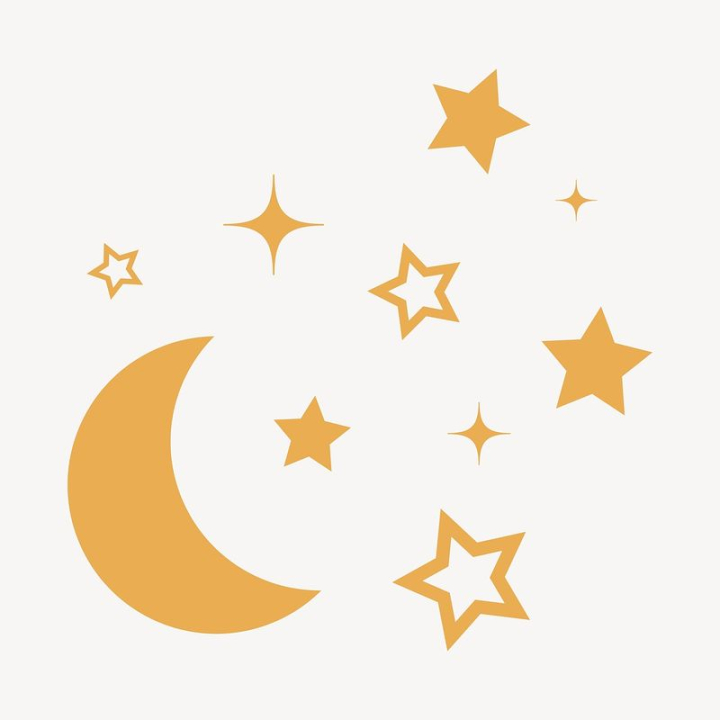 aesthetic,sticker,moon,planet,star,shape,galaxy,illustration,space,orange,collage element,vector,rawpixel