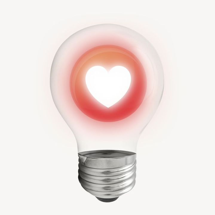sticker,heart,icon,shape,neon,circle,social media icon,illustration,white,red,like,light bulb,rawpixel
