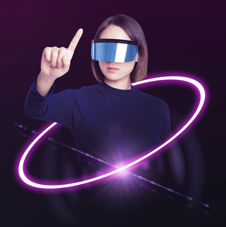 blue,pink,woman,purple,neon,person,technology,business,collage element,digital,graphic,design,rawpixel