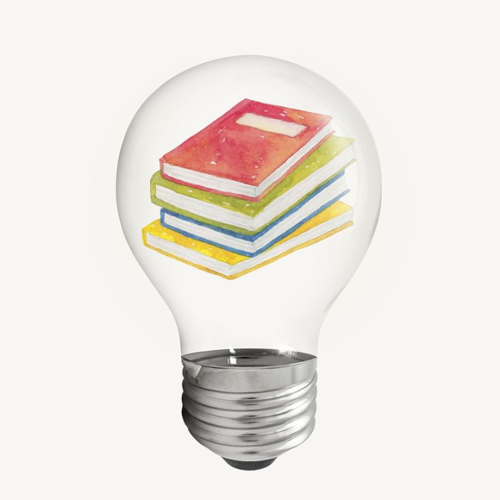 sticker,book,blue,shape,green,notebook,illustration,red,yellow,study,light bulb,colour,rawpixel