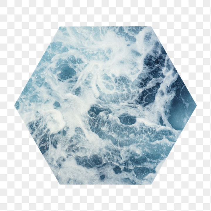 hexagon,rawpixel,png,sticker,png element,blue,nature,ocean,wave,white,collage element,sea,water
