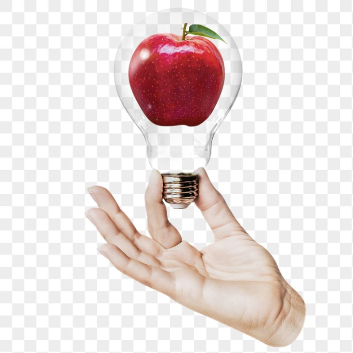light bulb,rawpixel,png,sticker,png element,hand,person,fruit,red,collage element,food,apple,man