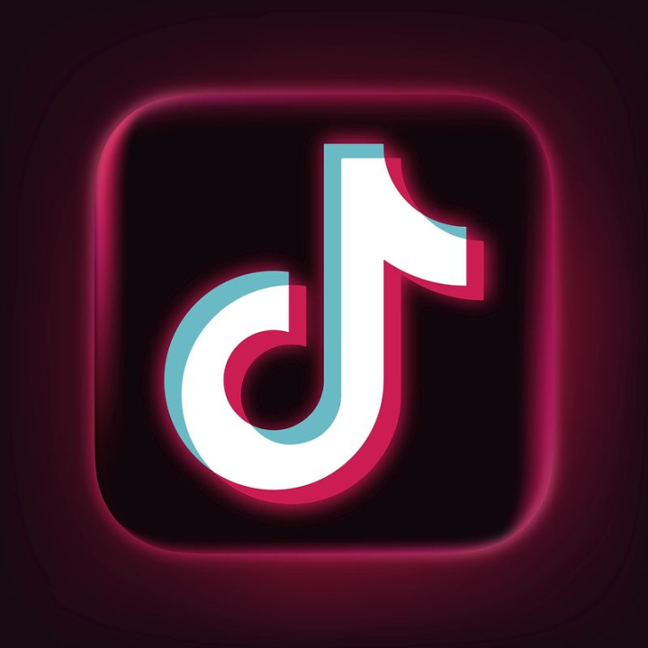 sticker,logo,blue,pink,neon,black,social media icon,white,tiktok,collage element,social media,entertainment,rawpixel