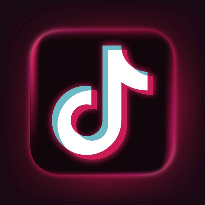 logo,blue,pink,neon,black,social media icon,white,tiktok,collage element,social media,vector,entertainment,rawpixel