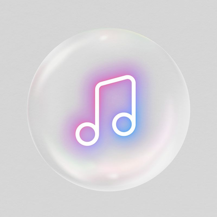 aesthetic,sticker,blue,icon,collage,purple,in bubble,neon,circle,illustration,holographic,musical,rawpixel