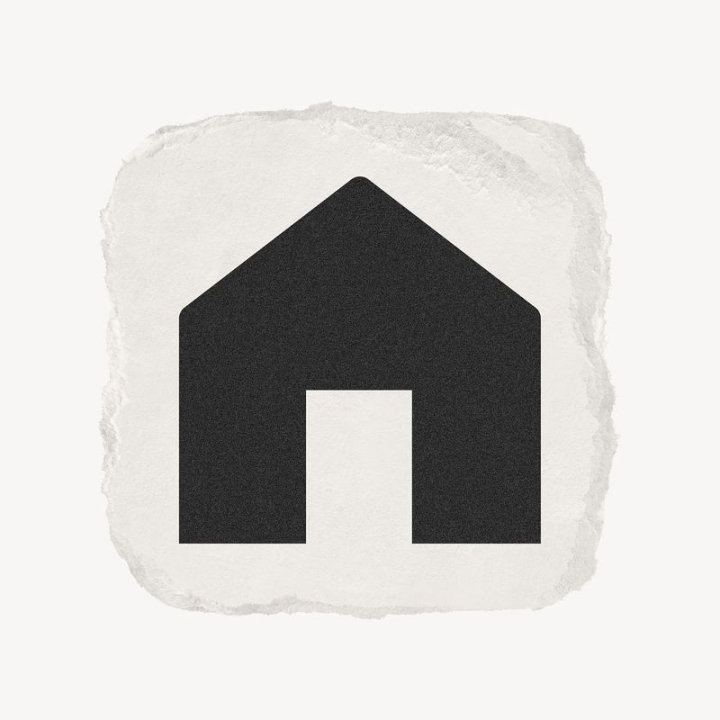 torn paper,texture,paper,paper texture,sticker,ripped paper,icon,house,black,paper craft,white,collage element,rawpixel