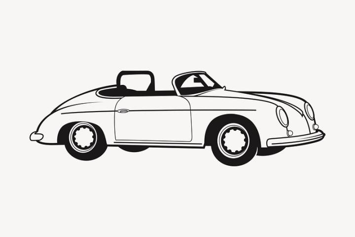 vintage,public domain,black,illustrations,retro,vector,free,black and white,drawing,car,graphic,design,rawpixel