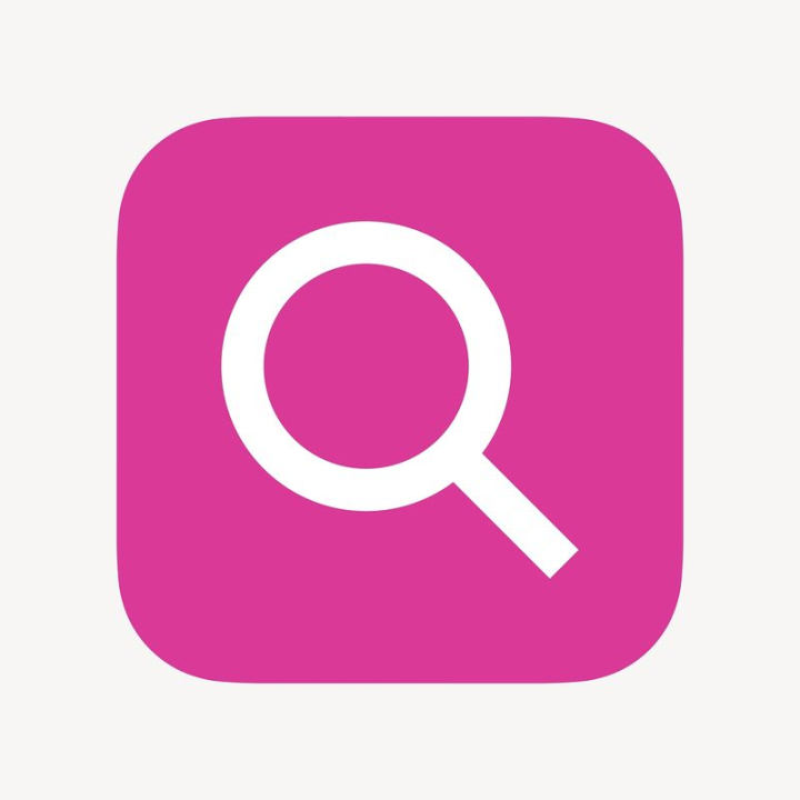 pink,icon,business,white,collage element,vector,magnifying glass,badge,colour,square,graphic,design,rawpixel