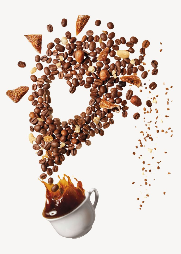 sticker,coffee,collage element,food,brown,colour,love,splash,graphic,design,drink,coffee beans,rawpixel