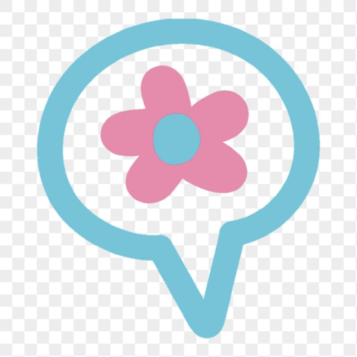 cute,rawpixel,flower,speech bubble,png,sticker,journal sticker,blue,pink,icon,sticker png,floral,illustration