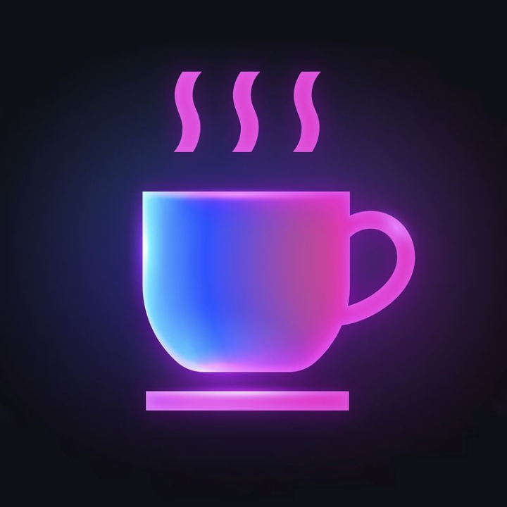 blue,pink,icon,purple,neon,coffee,collage element,food,vector,coffee cup,colour,dark,rawpixel