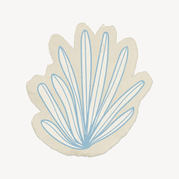 paper,sticker,leaf,line drawing,blue,abstract,shape,pattern,floral,botanical,line,illustration,rawpixel