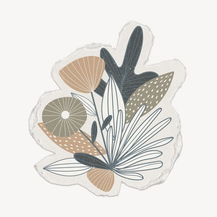 paper,flower,sticker,line drawing,shape,pattern,green,floral,botanical,line,illustration,paper craft,rawpixel