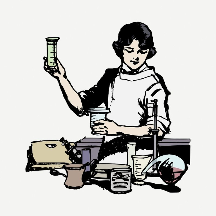 Free: Female chemist drawing, vintage illustration | Free PSD