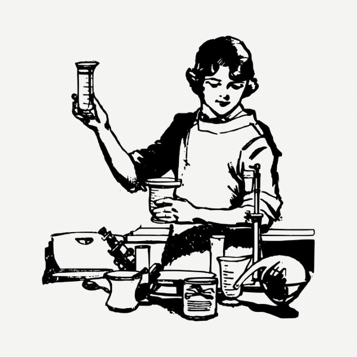 Female chemist drawing, vintage illustration | Free PSD - rawpixel ...