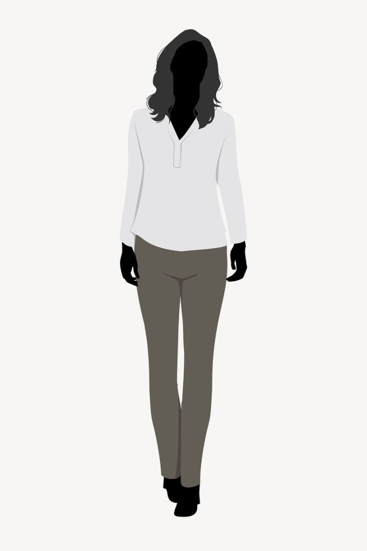 Woman Body Shape, Outline And Silhouette Template. Full Length