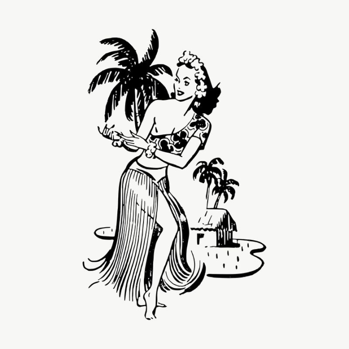 Free: Hawaiian woman drawing, illustration vector. | Free Vector ...