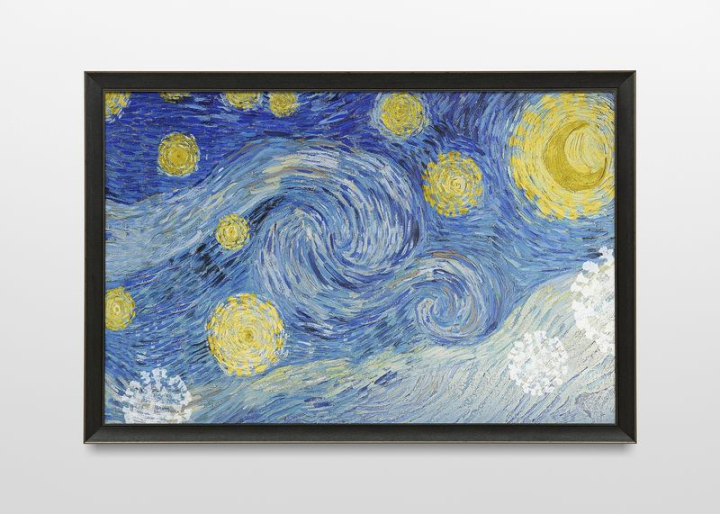 frame,aesthetic,van gogh,mockup,picture frame mockup,blue,photo frame,frame mockup,painting,black frame,interior,starry night,rawpixel