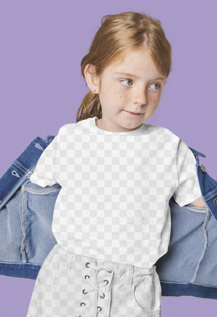 girl,rawpixel,t shirt mockup,png,mockup,tshirt,person,kid,white,fashion,mockup png,denim jacket,graphic
