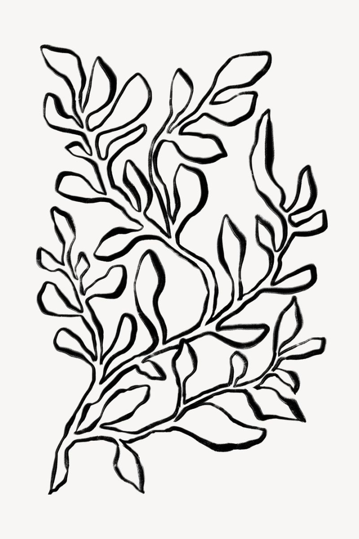 aesthetic,leaf,abstract,black,botanical,illustration,collage element,line art,doodle,black and white,drawing,element graphic,rawpixel
