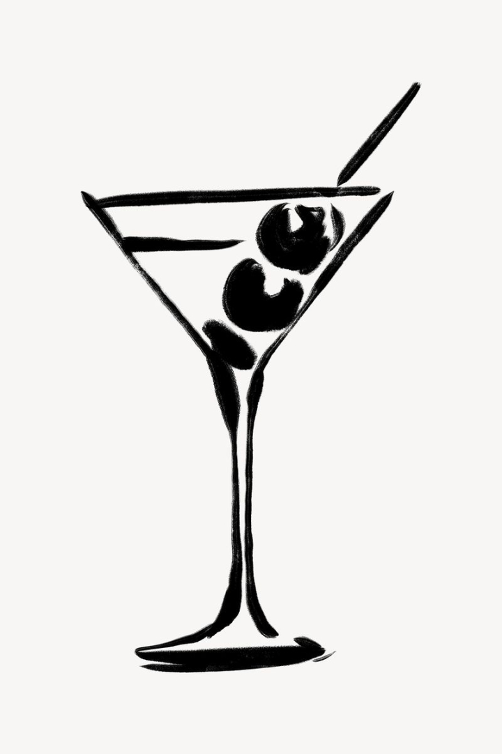 aesthetic,abstract,black,illustration,collage element,line art,glass,doodle,olives,black and white,cocktail,drawing,rawpixel