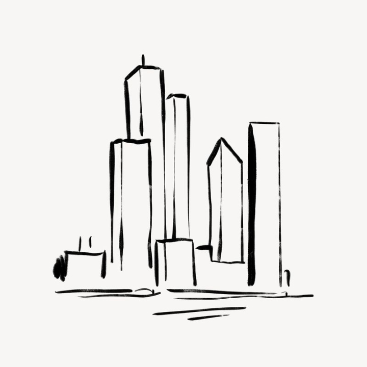 aesthetic,art,abstract,black,illustration,collage element,line art,landscape,doodle,city,black and white,building,rawpixel