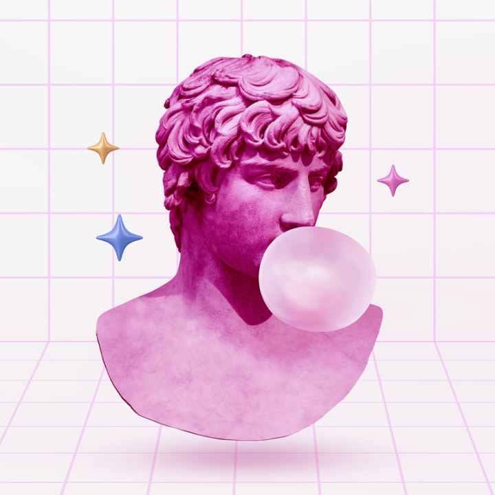 pink,bling,statue,sculpture,colour,greek,graphic,design,colorful,creative,roman,funky,rawpixel